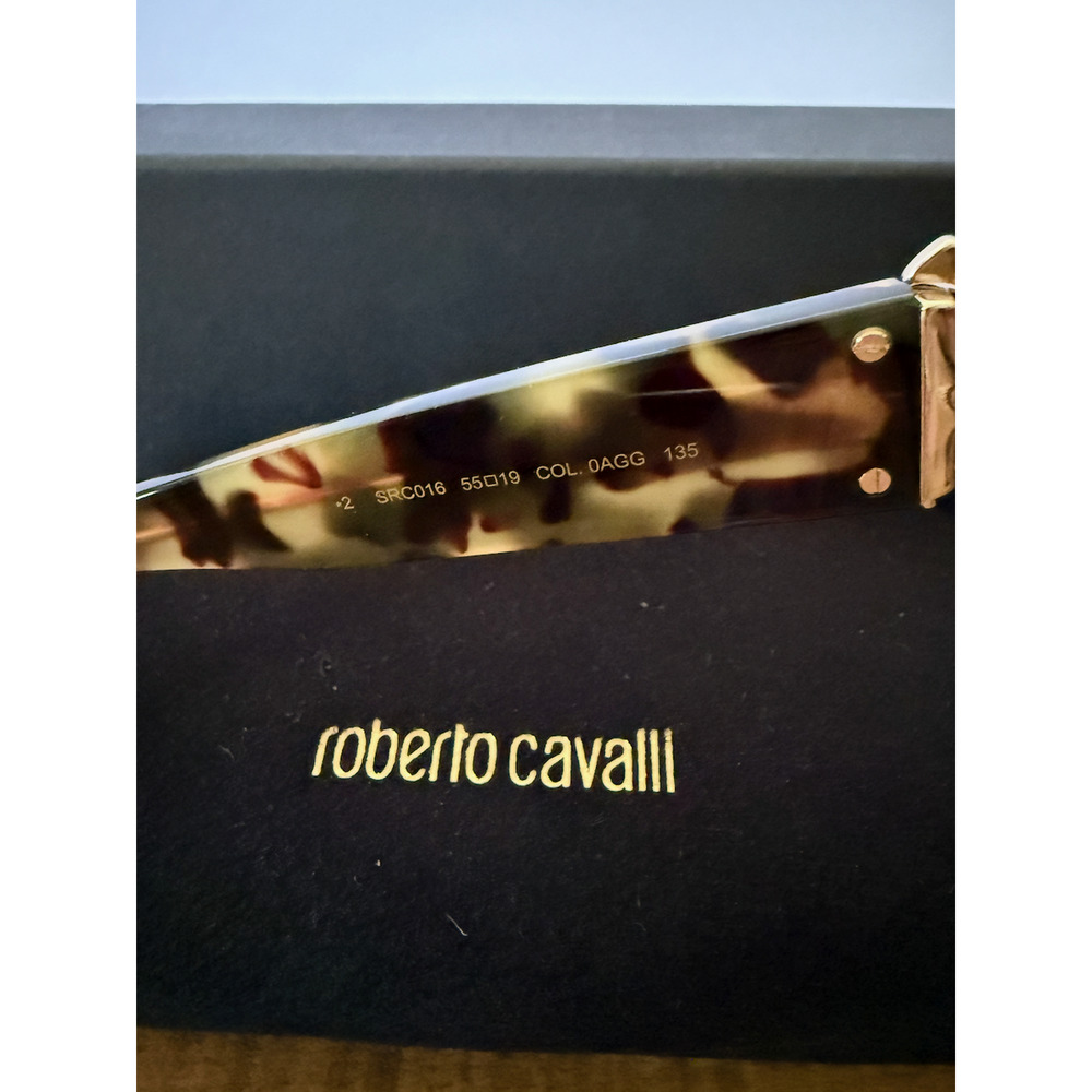 Roberto Cavalli SRC016 0AGG Sunglasses Women's Tortoise Oversized Square Italy - Picture 7 of 11